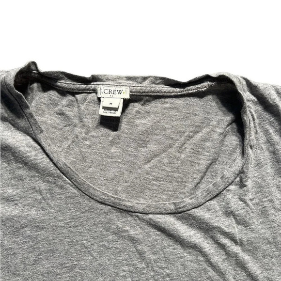 J. Crew Size Medium Women's Grey Blouse with Cut Out Shoulders and Tie Sleeves - Picture 2 of 5